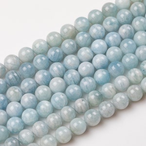 Natural Aquamarine Beads WHOLESALE   Round Beads - Full Strands 15.5&quot; - 4mm 6mm 8mm 10mm 12mm 14mm  Smooth Gemstone Beads