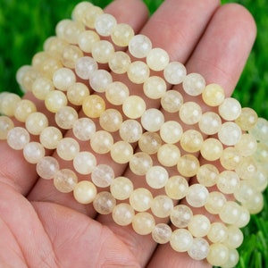 Yellow Calcite 6mm Round Stretchy String Oval Bracelet Natural Crystal Gemstone Bracelets - Gemstone Bracelets Handmade Jewelry Bracelet
