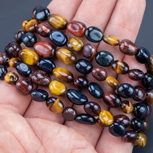 Multi Tiger Eye Tiger&#39;s Eye Gemstone Bracelet Bracelet Stretchy String Oval Bracelet Natural Gemstone Bracelets - Gemstone Nugget Bracelets