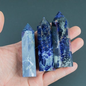 1 Pc Natural Sodalite Obelisk Tower Point wand healing crystal