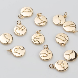 Astrology Zodiac Symbol Charms Constellation Gold  charms -  Small and cute-  Perfect for personalization - 11mm