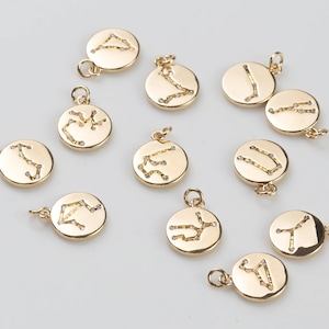 Astrology Zodiac Symbol Charms Constellation Gold  charms -  Small and cute-  Perfect for personalization - 11mm