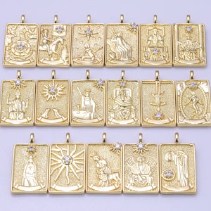 Tarot Karten Charms Gold Tarot Karte Charm Tarot Deck Anhänger mit CZ Cubic Zirconia 15 x 28 mm