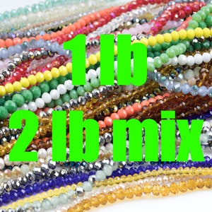 BULK CRYSTALS MIX Bag Beautiful High Quality Crystal Beads By the Pound 1lb to 2lb bags 3mm 4mm 6mm 8mm 10mm Wholesale Bulk Mix grab bag image 1