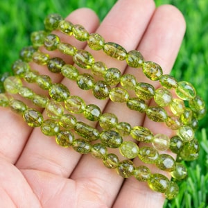 Peridot Quartz Stretchy String Oval Bracelet Crystal Gemstone Crystal Bracelets - Gemstone Nugget Bracelets Handmade Jewelry Bracelet
