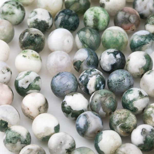 Natural White Tree Agate Beads AAA Grade  Round - 4mm, 6mm, 10mm, 12mm AAA Quality  Smooth Gemstone Beads