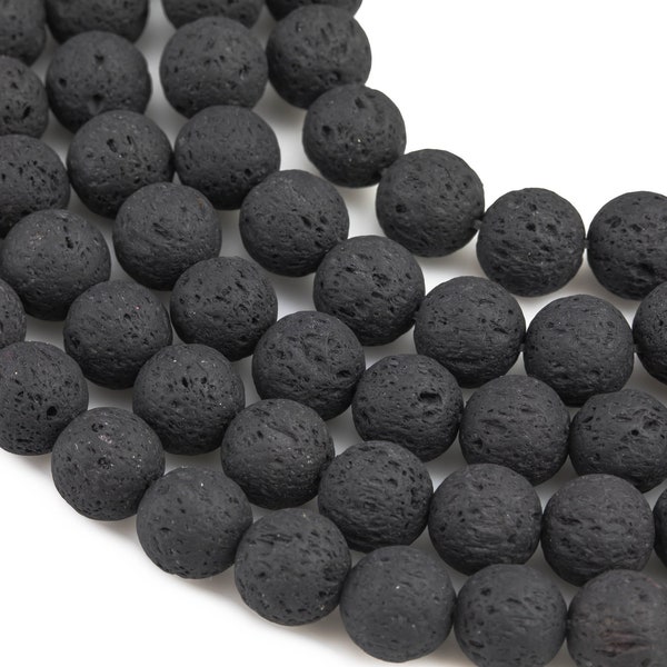 Natural Lava Rocks Diffuser Oil Round Beads - Lava Beads for Essential Oil  - A Qual Full 15.5" Strand 4mm 6mm 8mm 10mm 12mm 14mm -Wholesale