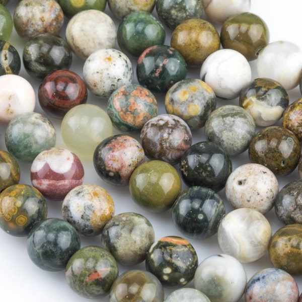 ORIGINAL Ocean Jasper Beads smooth round sizes, 4mm, 6mm, 8mm, 10mm, 12mm - In Full 15.5 inch Strand- AA Quality - Original Stock Very Rare!