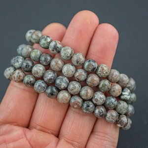 Natural Yooperlite Bracelet Round Size 6mm and 8mm Handmade In USA Natural Gemstone Crystal Bracelets Handmade Jewelry approx. 7"