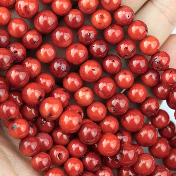 8mm Natural Red Bamboo Coral Round High Quality 4mm 6mm 8mm 10mm 12mm Full Strand 16" Gemstone Beads