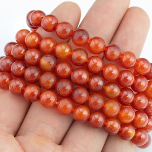 Carnelian Bracelet AAA 10mm Round Stretchy String Bracelet Natural Carnelian Bracelet 10 mm - Stone is AAA Quality Chakra Bracelets