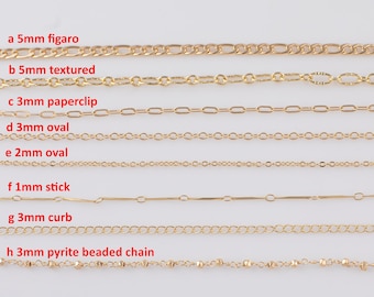 Light DAINTY ROSE GOLD Chain Dainty Chain Selection Paperclip Figaro Oval Pyrite Chain Selection - 1 yard / 3 feet