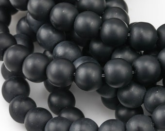 Natural Matte Black Onyx Beads Black Onyx Matte Beads 4mm 6mm 8mm 12mm 14mm Onyx High Quality in  Round Full Strand 15 inch Gemstone Beads