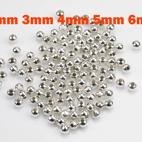 Plain silver beads - 925 Sterling Silver plated Spacer Beads 2mm 3mm 4mm 5mm 6mm