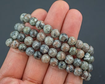 Natural Yooperlite Bracelet Round Size 6mm and 8mm Handmade In USA Natural Gemstone Crystal Bracelets Handmade Jewelry approx. 7"