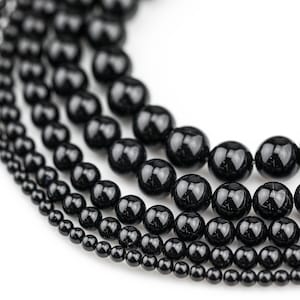 Onyx beads AAA grade black round beads, 3mm 4mm 6mm 8mm 10mm 12mm 14mm 16mm gem stone beads strand, genuine loose stone beads Full 15.5 image 2