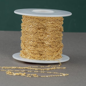 Long & Short 14kt Gold Filled Flat  1.6mm Long and Short Chain - Great for Necklace for Permanent Jewelry - USA made