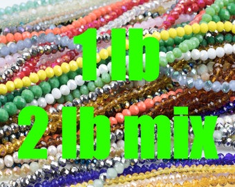 BULK CRYSTALS MIX Bag Beautiful High Quality Crystal Beads By the Pound - 1lb to 2lb bags 3mm 4mm 6mm 8mm 10mm Wholesale Bulk Mix grab bag