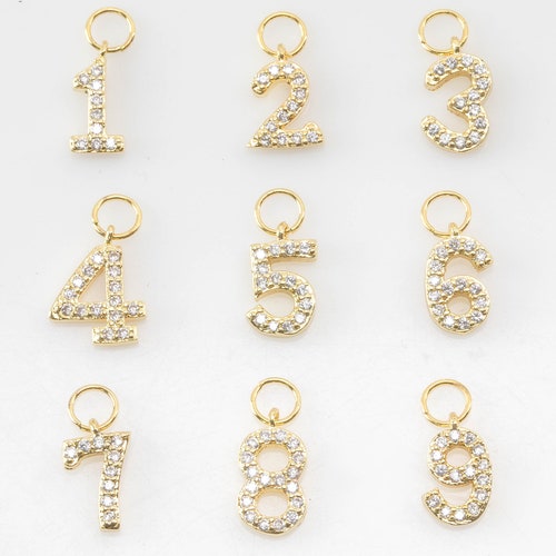 Initial Numbers Charms Gold Plated Very Dainty and High Etsy