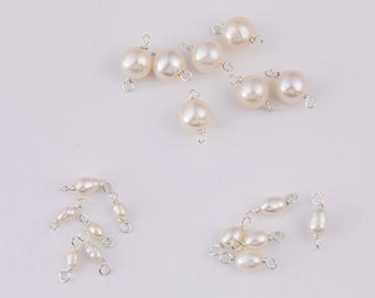 925 STERLING SILVER Permanent Jewelry Connectors Real Freshwater Pearl Connector Charm 925SS 2mm 3mm 4mm 6mm Made in USA