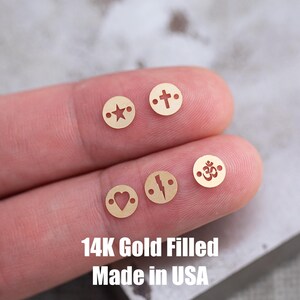 Conectores rellenos de oro de 14k, estrella, cruz, rayo, corazón, Om, conectores de plata esterlina, pulsera o collar, suministro de joyería permanente