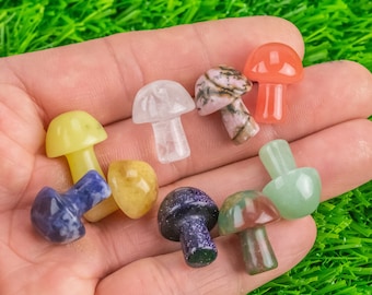 1 Pc Assorted Gemstone Small Fairy Standing Mushroom-20mm- .5- .75 inches