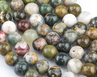 ORIGINAL Ocean Jasper Beads smooth round sizes, 4mm, 6mm, 8mm, 10mm, 12mm - In Full 15.5 inch Strand- AA Quality - Original Stock Very Rare!