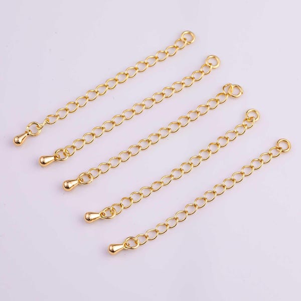 4pc chain extender Gold pvd Ion Plated silver charm bar charms for bracelets and necklaces
