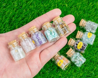 10pc Gemstone Crystal Bottles Mix - Stone Crystals Bottle Set - Gemstone Chips - Crystal Gemstone Bottle - gemstone crystal chips vials