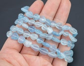 Aquamarine Stretchy String Oval Bracelet Natural Crystal Gemstone Bracelets - Gemstone Nugget Bracelets Handmade Jewelry