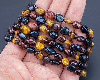 Multi Tijgeroog Tijgeroog edelsteen armband Armband rekbaar koord ovale armband Natuurlijke edelsteen armbanden - Edelsteen nugget armbanden