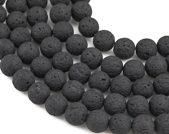 Natural Lava Rocks Diffuser Oil Round Beads - Lava Beads for Essential Oil  - A Qual Full 15.5" Strand 4mm 6mm 8mm 10mm 12mm 14mm -Wholesale