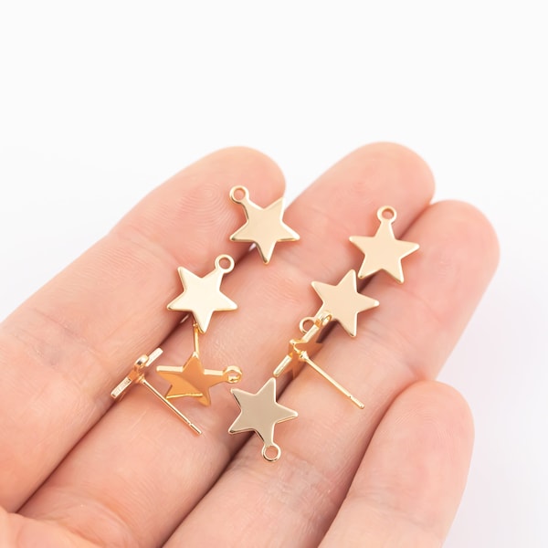 Earring findings stud earring finding star 12mm gold plated