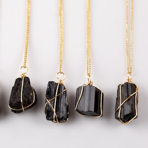 Raw Black Tourmaline Necklace Pendant Handwrapped in USA Natural Healing Crystal Chakra Stone Tourmaline Necklace Tourmaline Jewelry