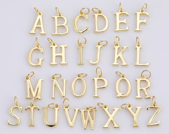 Zierliche 14k Gold personalisierte erste Charme Anfang Anhänger, Buchstabe Charme, Minimalist Alphabet Buchstabe Charme, hinzufügen auf Charme