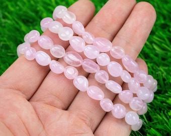 Rose Quartz Stretchy String Oval Bracelet Natural Gemstone Crystal Bracelets - Gemstone Nugget Bracelets Handmade Jewelry Bracelet