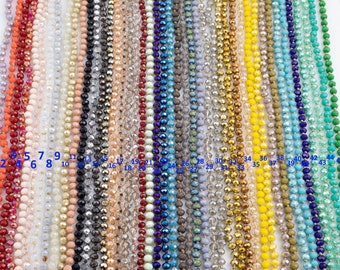 ¡NUEVOS COLORES! Collares de cristal anudados de una sola vuelta de 6 mm. Cristal largo anudado a mano: ¡36 pulgadas de largo! - Collar largo