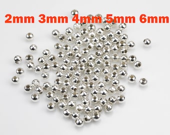 Plain silver beads - 925 Sterling Silver plated Spacer Beads 2mm 3mm 4mm 5mm 6mm