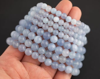 Pulsera de jade aguamarina Pulsera elástica de hilo Pulseras de cristal de piedras preciosas naturales Pulsera de joyería hecha a mano precargada Pulsera de cristal