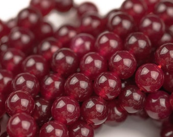Maroon-JADE Smooth Round-  6mm 8mm 10mm 12mm-Full Strand 15.5 inch Strand