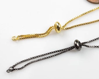 Gold Box Slider Chains - Bracelet or Necklace Connector Chain-Attach a connector in middle- 1 size fits all