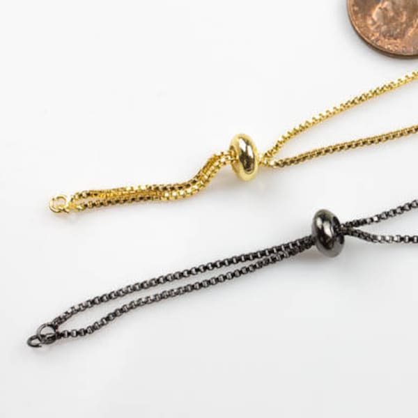 Gold Box Slider Chains - Bracelet or Necklace Connector Chain-Attach a connector in middle- 1 size fits all