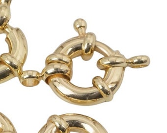 4 pcs Gold  Sailor's Clasp, Large Spring Ring Include Loops 11mm and 13mm, Bracelet Findings- 4 pcs per order/pack