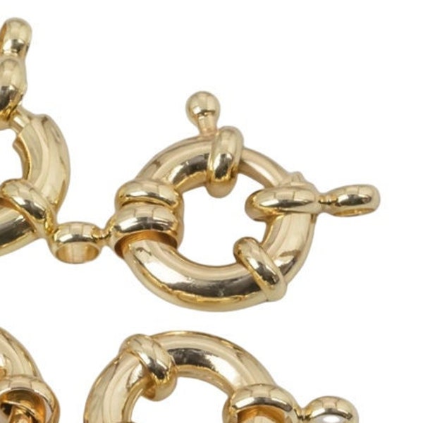 4 pcs Gold  Sailor's Clasp, Large Spring Ring Include Loops 11mm and 13mm, Bracelet Findings- 4 pcs per order/pack