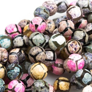 Natural Dzi Multi ColorBeads Faceted Round Beads. A Quality Full Strand 8mm, 10mm, 12mm -Full Strand 15.5 inch Strand Gemstone Beads