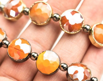 Gunmetal or Gold Wrapped 6pcs Strand 13*16mm Bezel Wrapped Gray Moonstone Teardrop Crystals