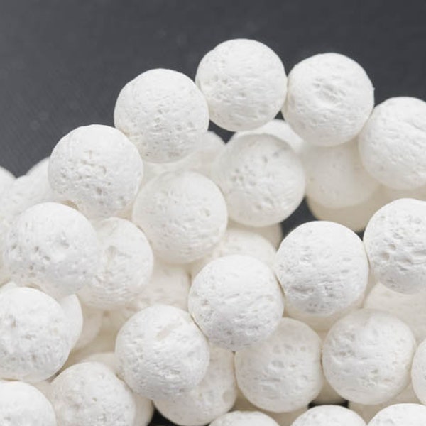 Natural White Lava Rocks Beads Round Beads - 4mm 6mm 8mm 12mm 14mm - Full 15.5" 15.5 Inch Strands - Wholesale Pricing