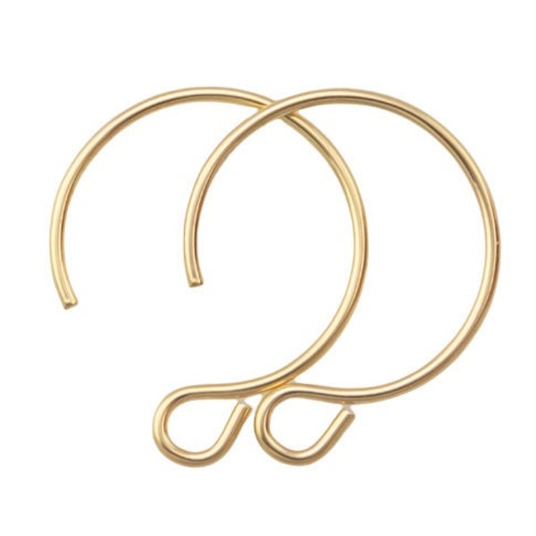 Gold Filled Earring Hoop Ear Wire 13mm - 14/20 Gold Filled- USA Product  6 pieces per order- 3 pairs