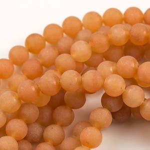 Natural Orange Averturine, High Quality in Matte Round - 6mm 8mm 10mm 12mm AAA Quality Gemstone Beads