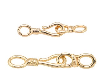 1 set or 4 sets 5x27mm or 4x20mm 14K Gold  S Hook Clasp for Bracelet Necklace Jewelry Making Supply Fish and Eye Hook